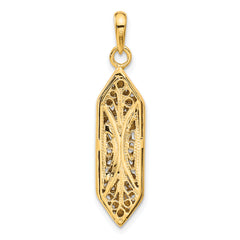 14K Gold Mezuzah Pendant with White Rhodium Accent Polished Finish