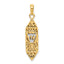 14K w/ White Rhoduim Mezuzah W/Shin Charm