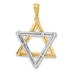 14K Two-Tone Gold Star of David Pendant with Elegant Closed-Back Design