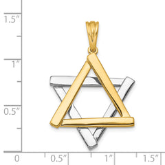 14K Two-Tone Gold Star of David Pendant with Elegant Closed-Back Design