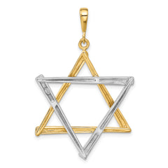 14K Two-Tone Gold Star of David Pendant with Elegant Closed Back Design
