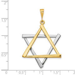 14K Two-Tone Gold Star of David Pendant with Elegant Closed Back Design