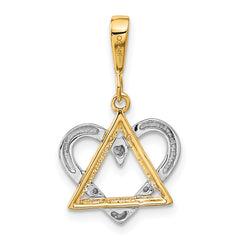 14K Two-Tone Gold Star of David Heart Pendant Elegant Themed Jewelry