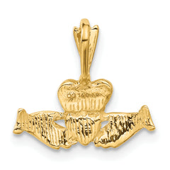 14K Gold Claddagh Charm with Polished Finish Elegant and Timeless Design
