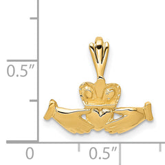 14K Gold Claddagh Charm with Polished Finish Elegant and Timeless Design