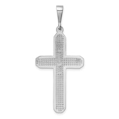 14K White Gold Cross Pendant with Polished Finish and Rhodium Plating