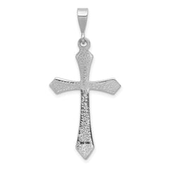 14K White Gold Passion Cross Pendant with Rhodium Finish Elegant Design 44mm