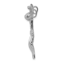 14K White Gold Jesus Chain Slide Pendant with Rhodium Plating 40mm Elegant Charm