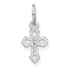 14K White Gold Passion Cross Charm with Rhodium Plating Elegant and Solid Design