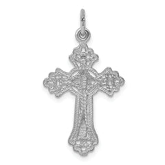 14K White Gold Cross Charm Pendant with Rhodium Finish Solid