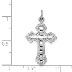 14K White Gold Cross Charm Pendant with Rhodium Finish Solid