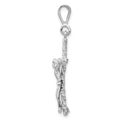 14K White Gold Crucifix Charm with Rhodium Finish Polished Solid Design