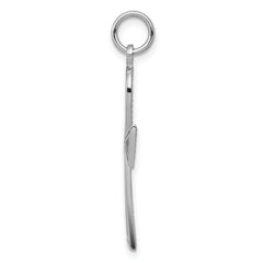 14K White Gold Ankh Cross Pendant with Polished Rhodium Finish