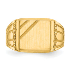 14k 11.5x11.0mm Open Back Mens Signet Ring