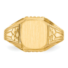 14k 9.0x9.0mm Open Back Floral Signet Ring