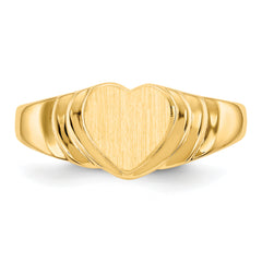 14k 6.75x6.75mm Closed Back Children's Heart Signet Ring