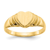 14k 6.75x6.75mm Closed Back Children's Heart Signet Ring