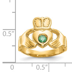 14k Imitation Green Stone Claddagh Ring