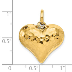 14K Gold 3D Heart Pendant with Polished & Hammered Finish