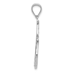 14K White Gold Diamond-Cut Reversible Heart Pendant Polished Finish