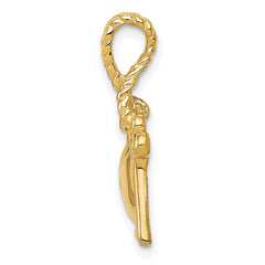 14K Gold Key and Heart Lock Charm, Polished Finish, Solid