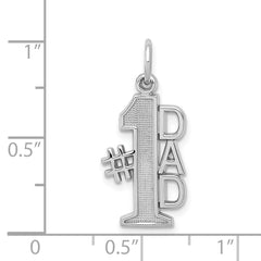 14K White Gold #1 DAD Polished Charm with Rhodium Plating for Men