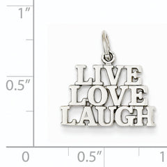14K White Gold Polished Live Love Laugh Charm Elegant and Themed Design