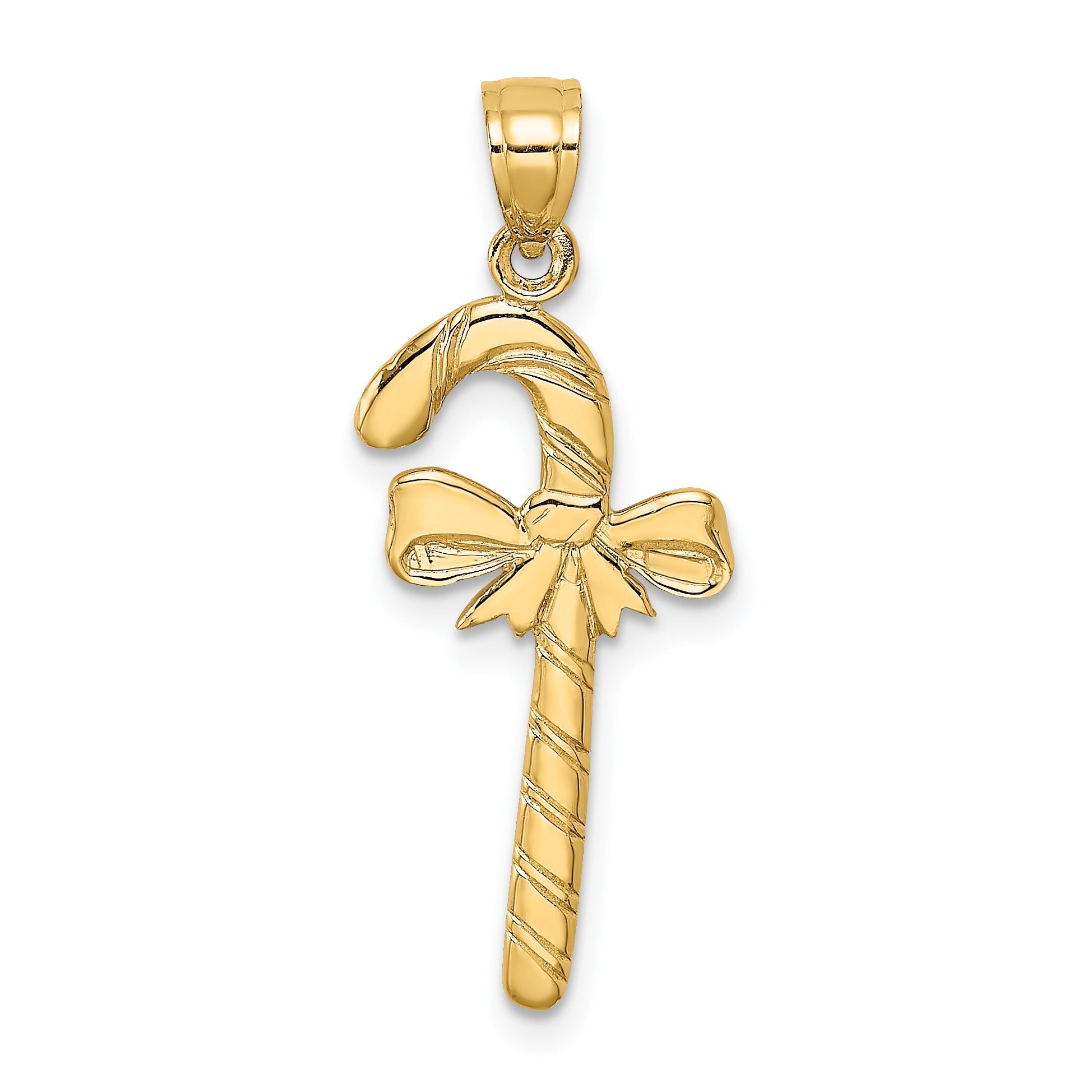 14k Solid Polished Candy Cane Charm