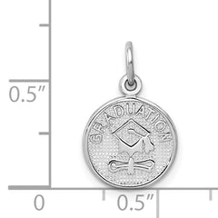 14K White Gold Graduation Disc Charm with Polished Finish Gift-Ready