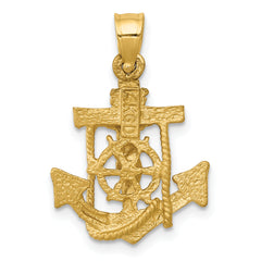 14K Gold Mariners Cross Pendant  Solid Casted, Elegant, 24mm