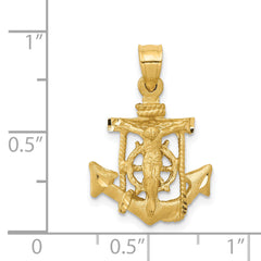 14K Gold Mariners Cross Pendant  Solid Casted, Elegant, 24mm
