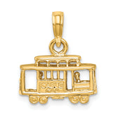 14k Solid Polished 3-D Trolley Car Pendant