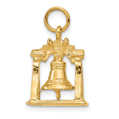 14K Gold Polished 3D Liberty Bell Charm Solid, Textured, Themed