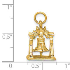 14K Gold Polished 3D Liberty Bell Charm Solid, Textured, Themed