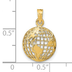 14K Gold Polished Globe Pendant for Men Solid Cast Yellow Gold