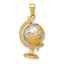 14K w/Rhodium 3-D Moveable Globe Pendant