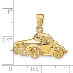 14K Gold Classic Antique Car Pendant with Polished Finish for Men