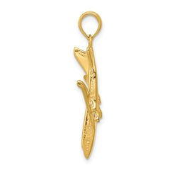 14K Gold 3D Jet Pendant for Men with Polished Finish