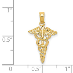 14K Gold Caduceus Pendant with Polished Finish Solid and Durable Design