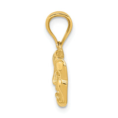 14K Gold Polished Comedy/Tragedy Pendant with Textured Open-Back Design