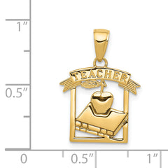 14K Gold TEACHER Pendant with Polished Flat Back