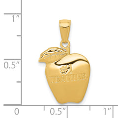 14K Gold #1 Teacher Apple Pendant with Polished Finish Gift Ready