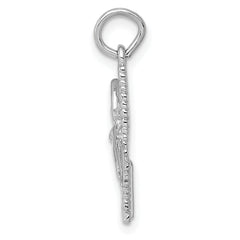 14K White Gold Diamond-Cut Comb and Scissors Charm Polished 3D Design