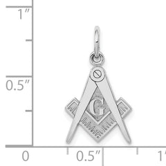 14K White Gold Masonic Symbol Charm with Polished & Textured Finish for Men