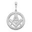 14k White Gold Polished & Textured Large Masonic Symbol Pendant