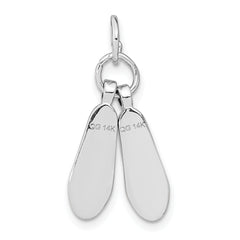 14K White Gold 3D Ballet Slippers Charm with Moveable Design