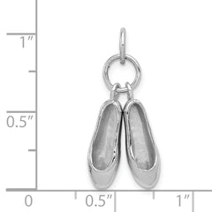 14K White Gold 3D Ballet Slippers Charm with Moveable Design