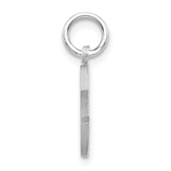 14K White Gold Satin Diamond-Cut Letter C Charm Elegant Brushed Finish