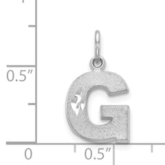 14K White Gold Brushed Diamond-Cut Initial G Charm Elegant & Unisex Design