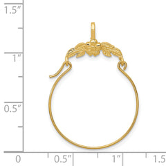 14K Gold Polished Floral Charm Holder Pendant Elegant Casted Design